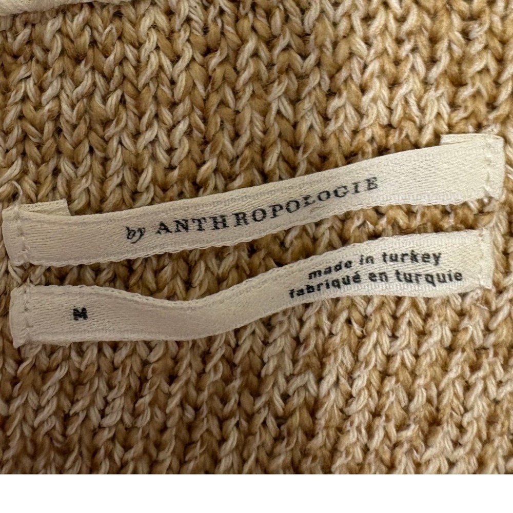 Anthropologie Lace Collar Sweater Tank Top Yellow Marled Cable Knit Size M - Picture 3 of 9